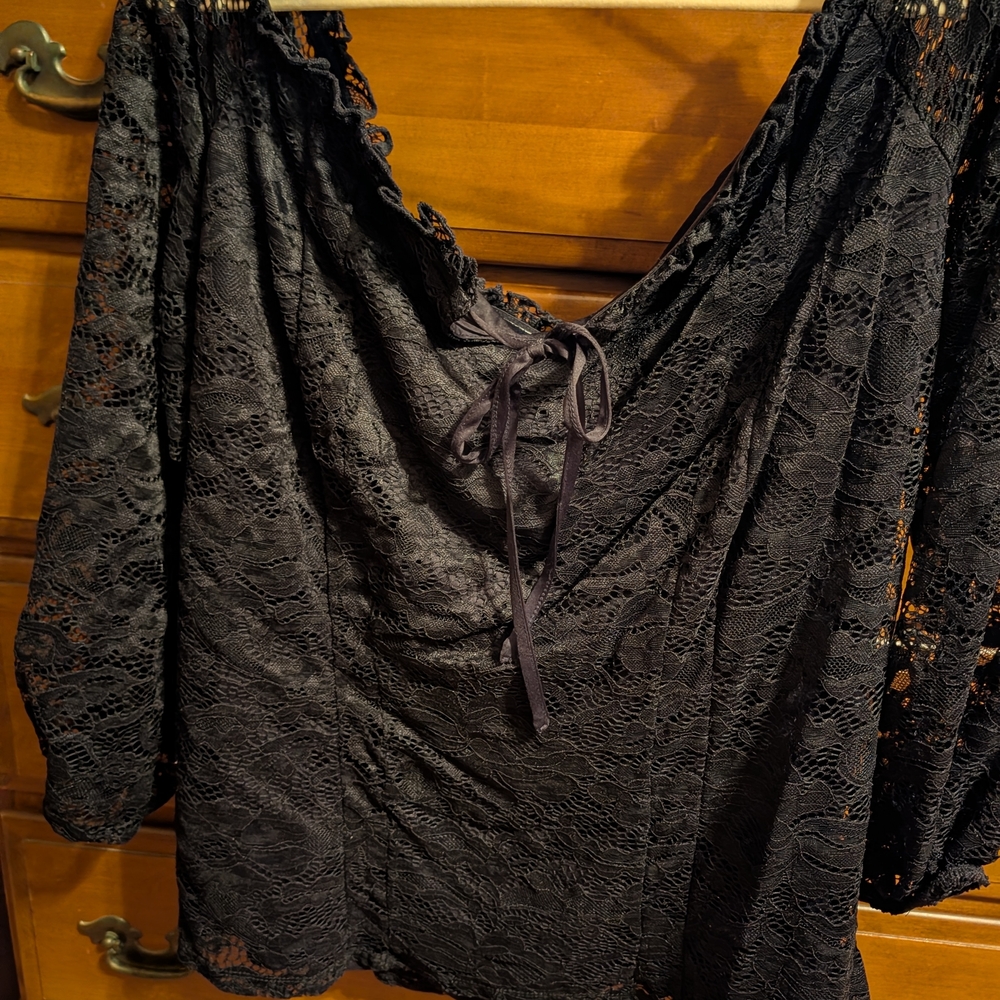 Elegant Black Lace  Top